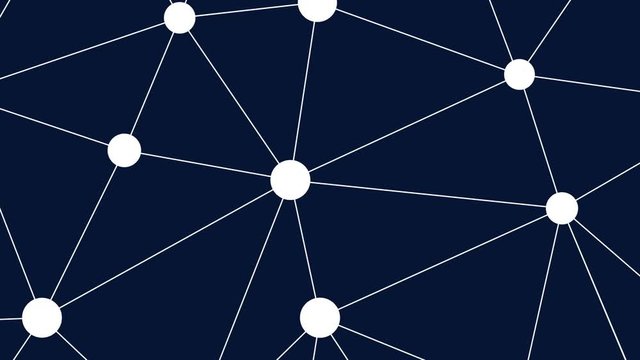 Animation wireframe polygonal lines. Connecting dots. Geometric space on dark background. Concept of Big Data and data transformation.