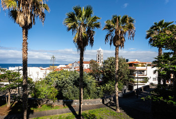 Fototapeta na wymiar View looking down towards Santa Anna Church in Garachico, Tenerife, Spain on 23 November 2019