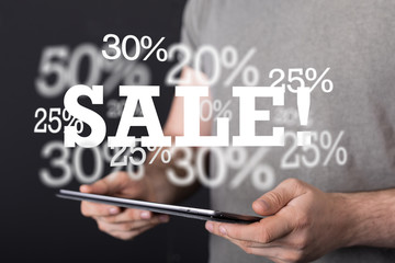 sale digital percent in hand