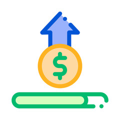 Coin Cash Dollar Growing Up Vector Thin Line Icon. Online Transactions, Secure Financial Payment Coin Operation Linear Pictogram. Internet Banking Money Currency Exchange Contour Illustration