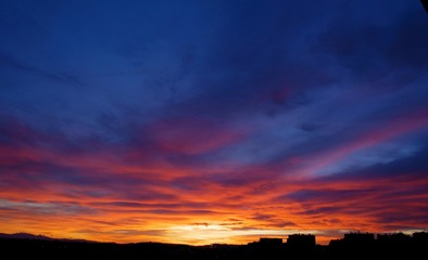 landscape of picturesque clouds on sky and afterglow 