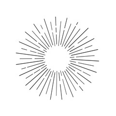 Obraz premium Sun rays hand drawn, linear drawing