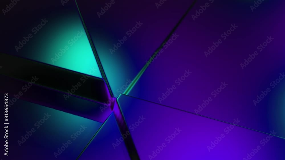 Poster blue abstract background 3d animation with extruded triangles moving and changing sizes, seamless loop animation	