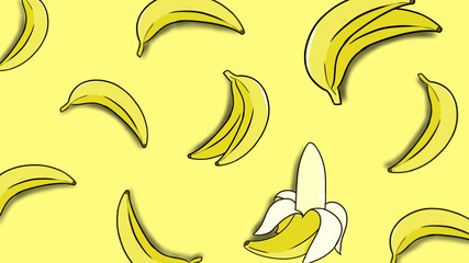 Banana Doodle Hand Drawn Template wallpaper tropical fruit illustration pattern