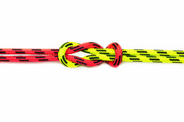 Reef, Hercules, square, double or brother hood Binding knot binding two colored (red and green)...