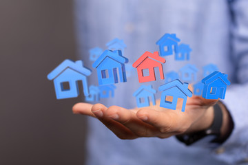 Real Estate Agent house hand concept.