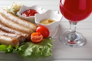 fresh fragrant sausages with herbs