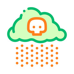 Acid Rain Earth Problem Vector Thin Line Icon. Cloud Drops And Skull Environmental Problem, Industrial Pollution, Contamination Linear Pictogram. Greenhouse Effect, Climate Change Contour Illustration