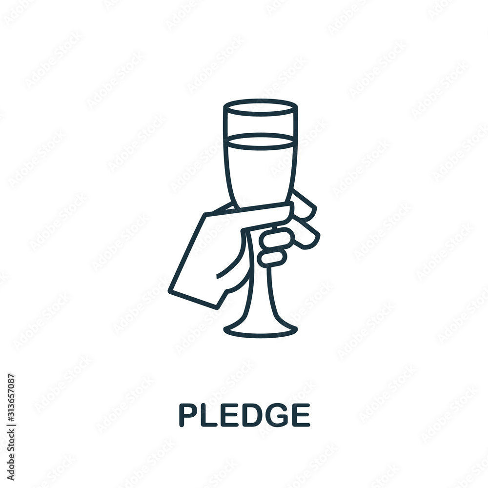 Aufkleber pledge icon from party collection. simple line element pledge for templates, web design and infograp