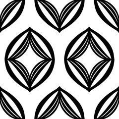 Minimalist black and white ogee vector seamless pattern. Clean design style with editable vector file.