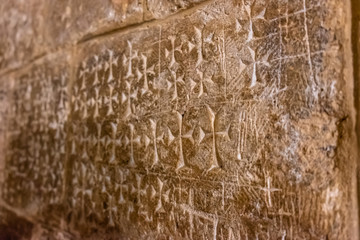 Crusaders graffiti inside Church of the Holy Sepulchre