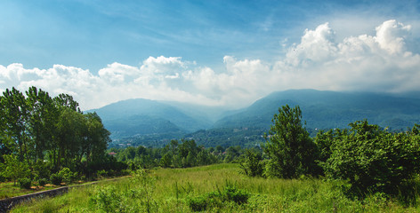 Landscape with view of mountains in Kocaeli in summertime