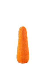 One peeled carrot isolated on a white background, vitamin a, carotene