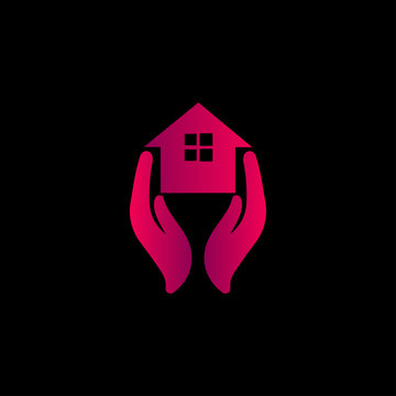 Hand, Home, Safe Home Icon, Safe Home Colorful Logo Design