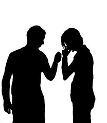 Silhouette of person talking on a cell phone