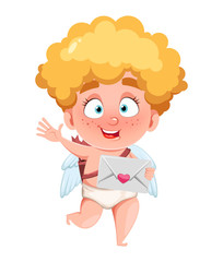 Happy Valentine's Day. Funny Cupid kid