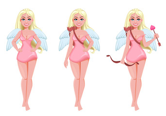 Happy Valentine's day. Attractive girl angel