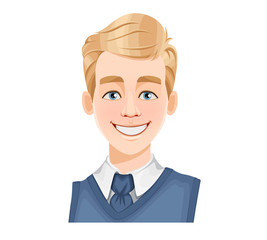 Face expression of handsome man with blonde hair