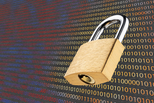 The concept of network security and personal data protection. Padlock on an abstract background.