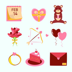 valentine's day flat element. flat design illustration