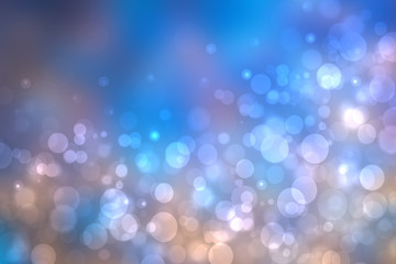Abstract underwater illustration. Nice abstract gradient blue brown white lightening bokeh background with circles from unterwater bubbles. Beautiful blue texture with space.