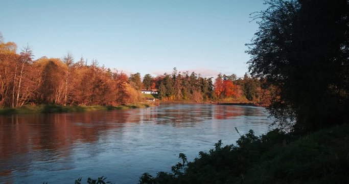 Colorful 4K video of Boyne valley, river and surroundings in bright autumn colors, Co. Meath, Ireland