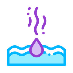 Drop Water Dripping In Sea Vector Thin Line Icon. Acid Rain Dripping In Ocean Environmental Pollution, Chemical, Radiological Contamination Linear Pictogram. Contour Illustration