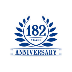 182 years logo design template. One hundred eighty second anniversary vector and illustration.