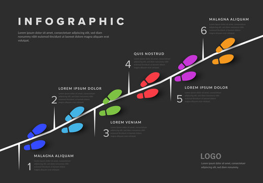Infographic Layout with Colored Shoes Illustrations