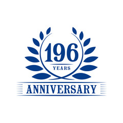 196 years logo design template. One hundred ninety sixth anniversary vector and illustration.