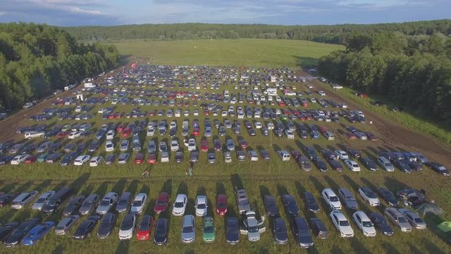 Large Parking Lot At Outdoors Music Festival