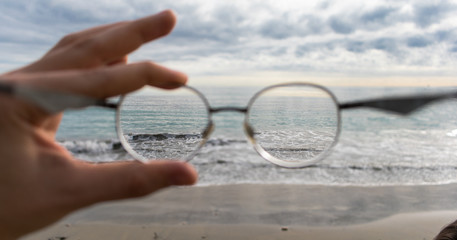 Sea seen through vision glasses