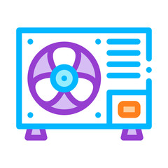 Fixed New Conditioner System Vector Thin Line Icon. Conditioner Technology Detail Outdoor Unit Ventilator Element Linear Pictogram. Air Conditioning Maintenance Illustration