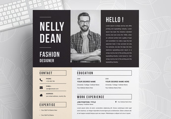 Black and White Resume and Cover Letter Layout Set with Yellow Sidebar