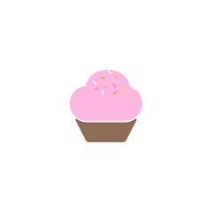 Cupcake shop logo template. Pink creamy glossy cake illustration.