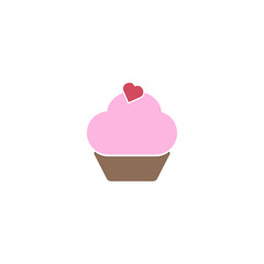 Cupcake shop logo template. Pink creamy glossy cake illustration. eps 10