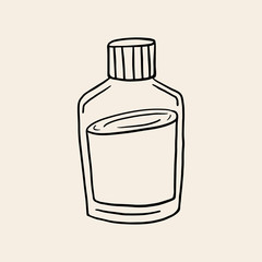 Glass jar. Vector linear illustration of a vessel. Glass bottle symbol.