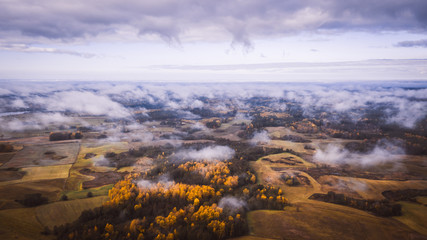 Mazury Masuria z lotu ptaka jesienią Polska 