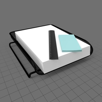 Paper holder with scale and adhesive notes