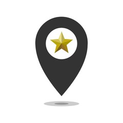  Location golden star. Vector icon isolated on white background.