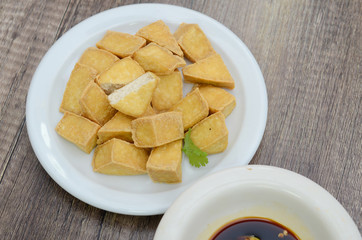 fried tofu - vegan or vegetarian food