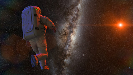 astronaut watching the Milky Way galaxy © dottedyeti