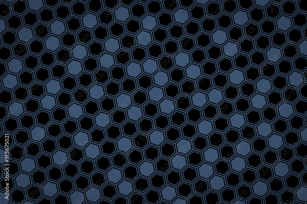 Poster abstract illustration with hexagonal shapes. honeycombs.