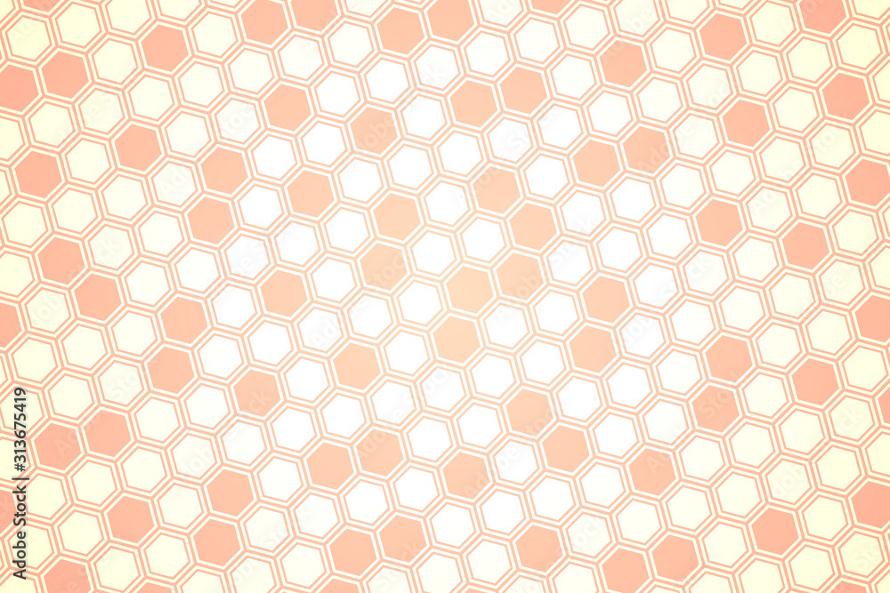 Poster abstract illustration with hexagonal shapes. honeycombs.