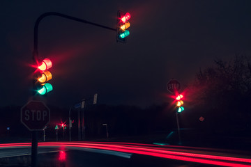 traffic lights at night
