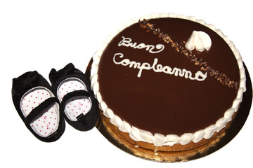 torta al cioccolato per il compleanno con scarpette
