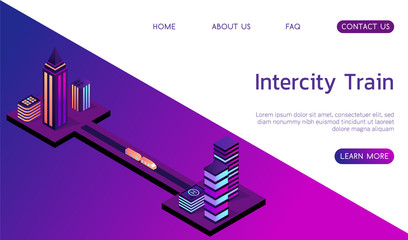Isometric vector smart city 3d illustration. Include neon city, trees, roads, transport.