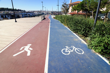 Symbol of pedestrian and Bicycle paths, Istanbul.