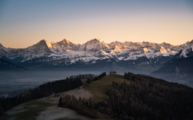 impressive mountains of the swiss alps - eiger, mönch, jungfrau - obrazy, fototapety, plakaty