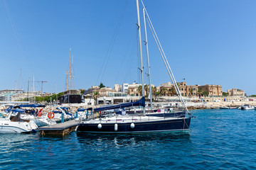 Motor yachts in the port